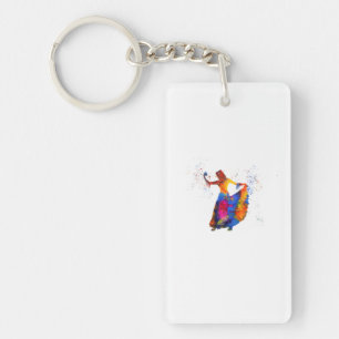 Bailarina gitana flamenca española en acuarela key ring
