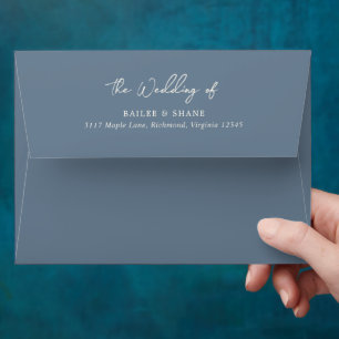 Bailee Dusty Blue Modern Wedding Envelope