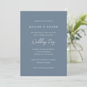Bailee Dusty Blue Modern Wedding Invitation