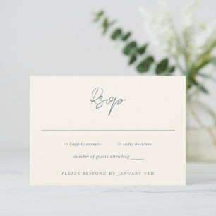 Bailee Dusty Blue Modern Wedding RSVP Card