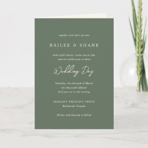 Bailee Olive Green Modern Wedding Invitation