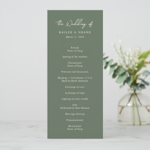 Bailee Olive Green Modern Wedding Program