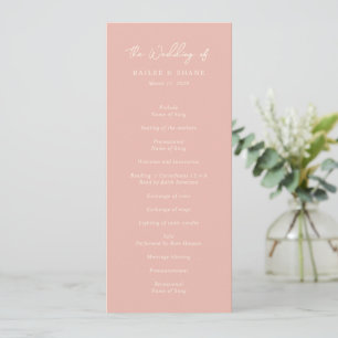 Bailee Peach Modern Wedding Program