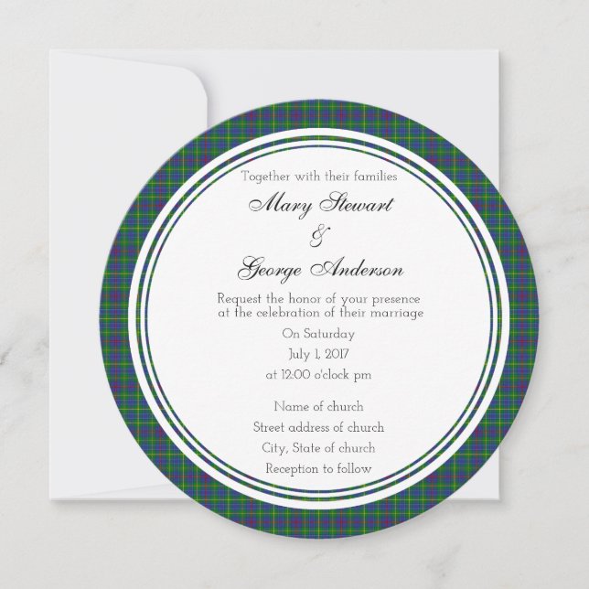 Bailey Scottish Wedding Round Invitation (Front)