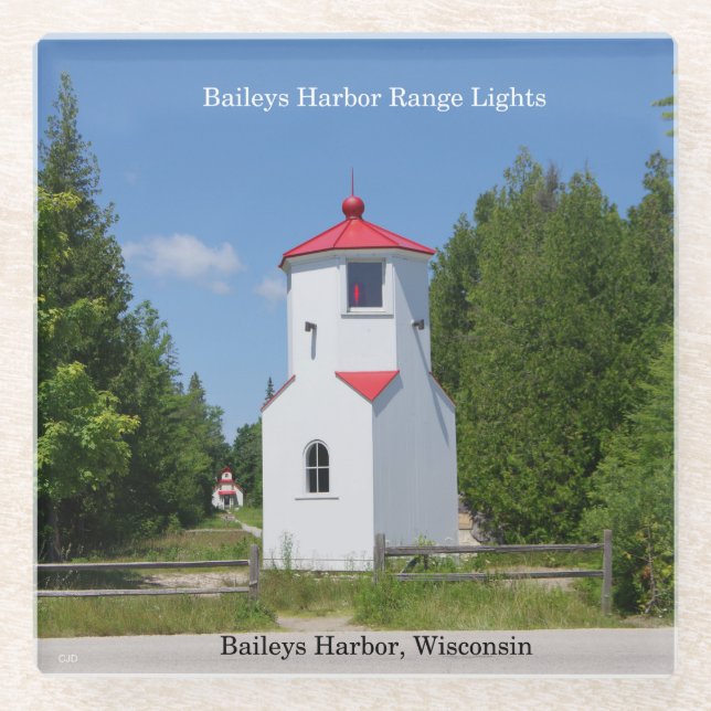 Baileys Harbour Range Lights glass coaster (Front)
