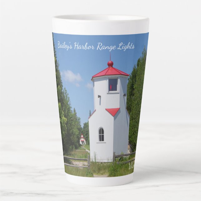 Bailey's Harbour Range Lights Latte Mug (Front)