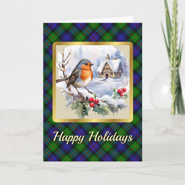 Baillie Crest & Tartan w/Robin Personalised  Card (Front)