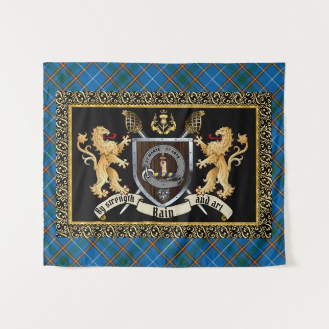 Bain Clan Badge & Motto w/Lions  Tapestry (Front (Horizontal))