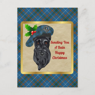 Bain Clan Badge & Tartan Christmas Postcard