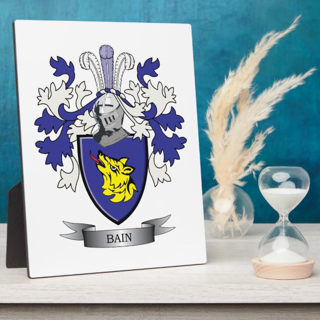 Bain Family Crest Coat of Arms Plaque (Side)
