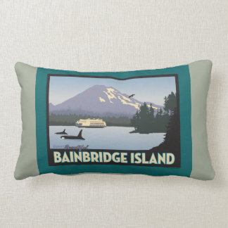 Bainbridge Island Retro-styled Poster Art Lumbar Cushion