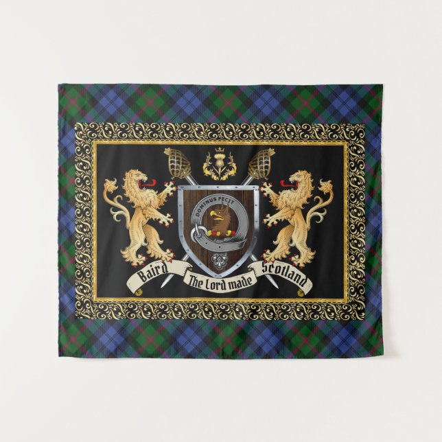 Baird Clan Badge & Motto w/Lions  Tapestry (Front (Horizontal))