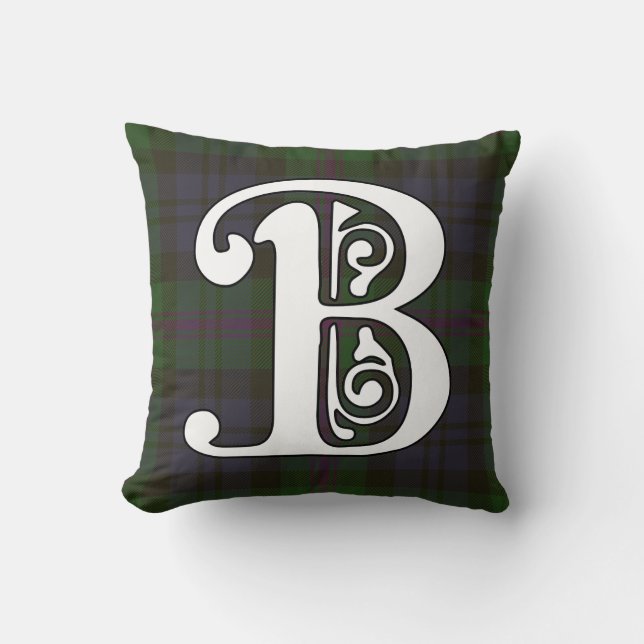 Baird Clan Tartan Monogram Cushion (Front)