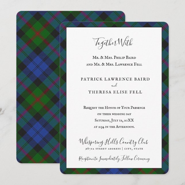 Baird Dress Clan Tartan Scottish Plaid Invitation (Front/Back)