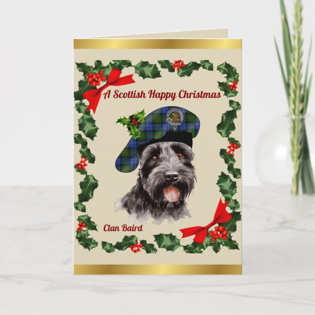 Baird Scottie Dog Personalised Xmas Card (Front)