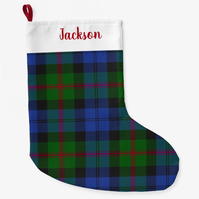 Baird Scottish Clan Tartan Plaid Pattern Large Christmas Stocking (Front)