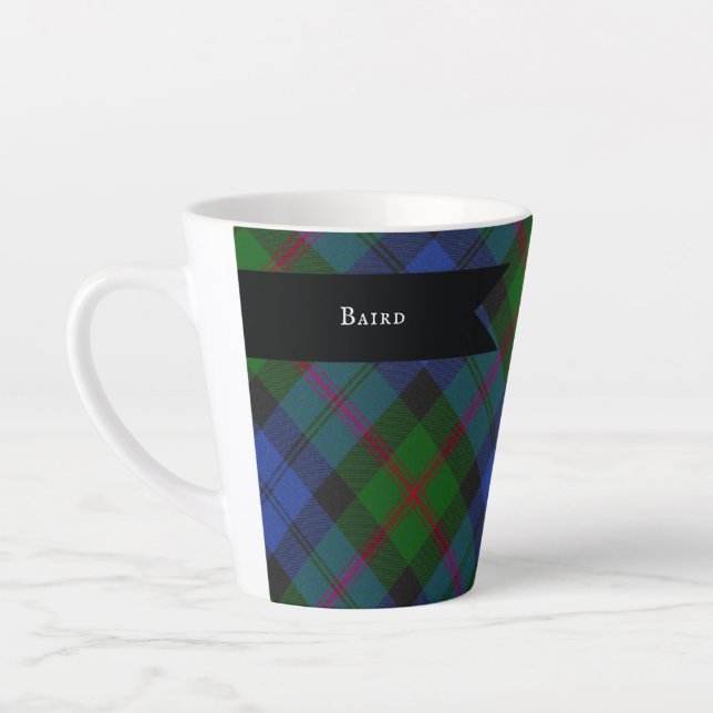 Baird Scottish Clan Tartan Plaid Pattern Latte Mug (Left)