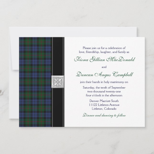 Baird Tartan Wedding Invitation (Front)