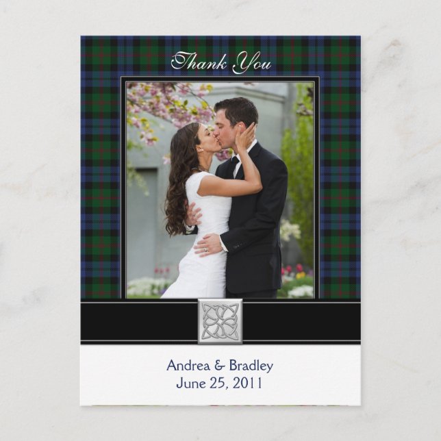 Baird Tartan Wedding Thank You Postcard (Front)