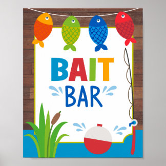 Bait Bar Sign The Big One fishing party food sign