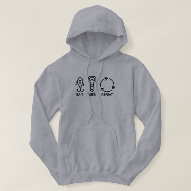 Bait. Beer. Repeat. Funny Fishing Hoodie (Design Front)