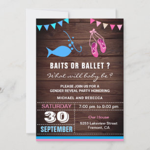 Baits or Ballet Gender Reveal Party Invitation