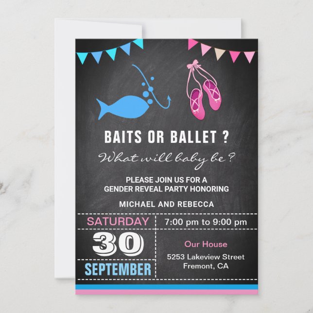 Baits or Ballet Gender Reveal Party Invitation (Front)