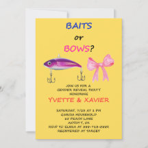 Baits or Bows Gender Reveal Invitation