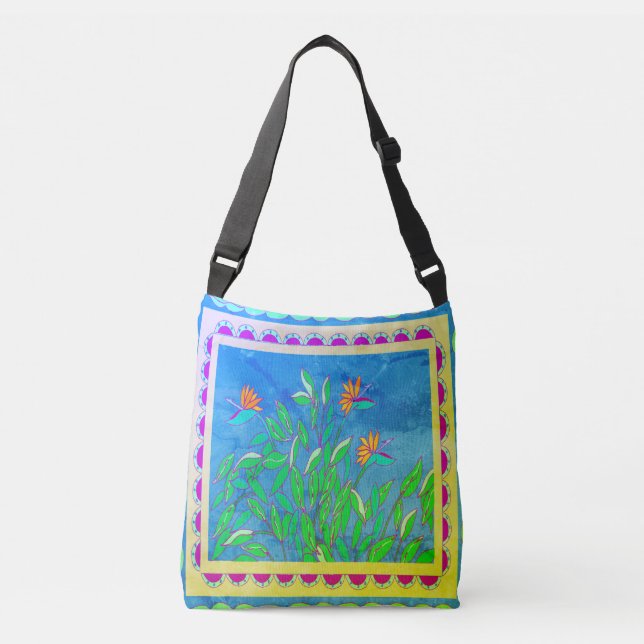 Baja Bird of Paradise Vintage Crossbody Bag (Front)