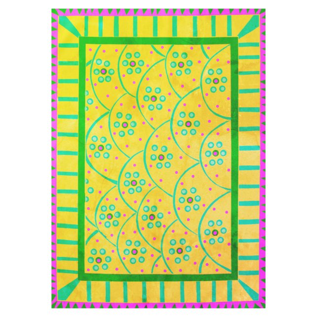 Baja Blooms Vintage Tablecloth (Front)