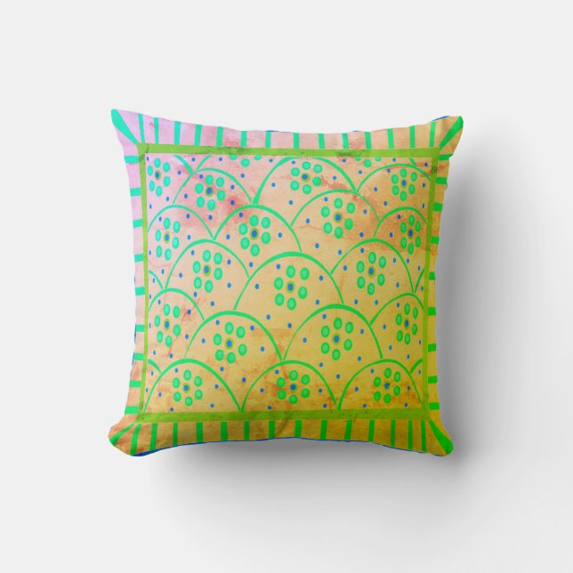 Baja Blooms Vintage Throw Pillow (Front)
