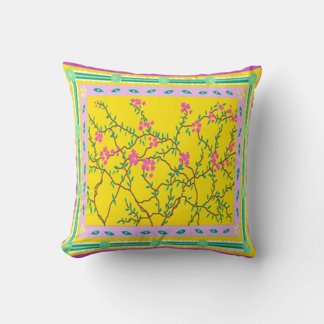 Baja Bougainvillea Throw Pillow (Front)