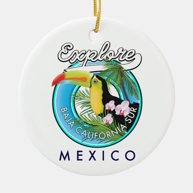 Baja California Sur Mexico retro logo Ceramic Ornament (Front)