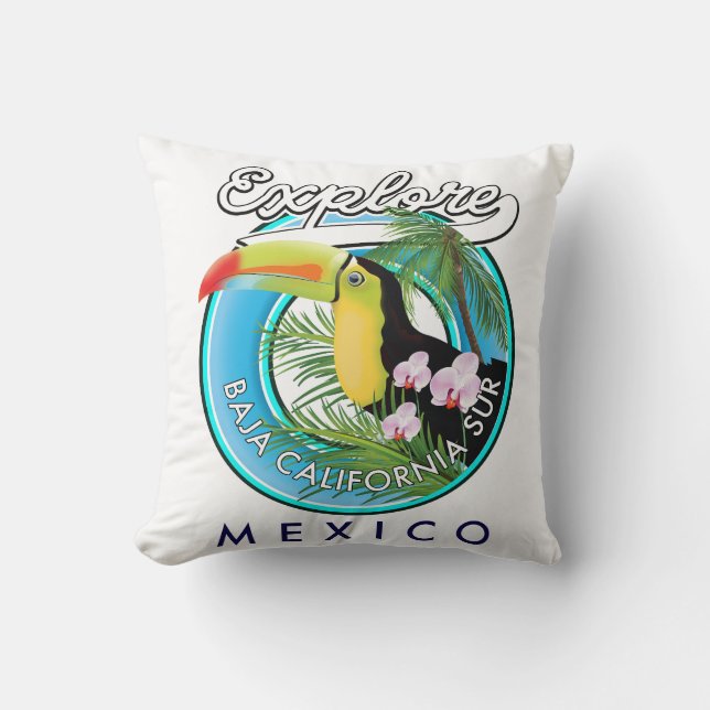 Baja California Sur Mexico retro logo Cushion (Front)