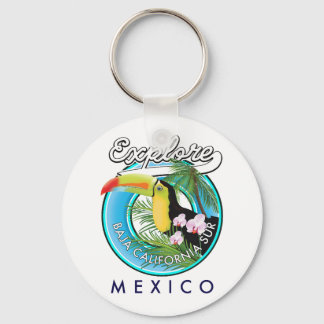 Baja California Sur Mexico retro logo Key Ring