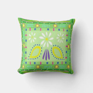 Baja Fiesta Green Throw Pillow