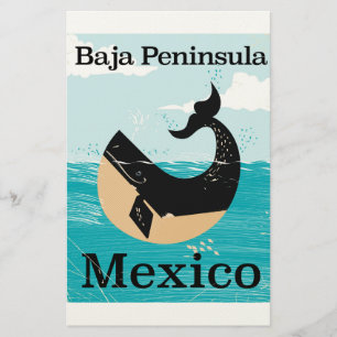 baja peninsula Mexico travel poster Stationery