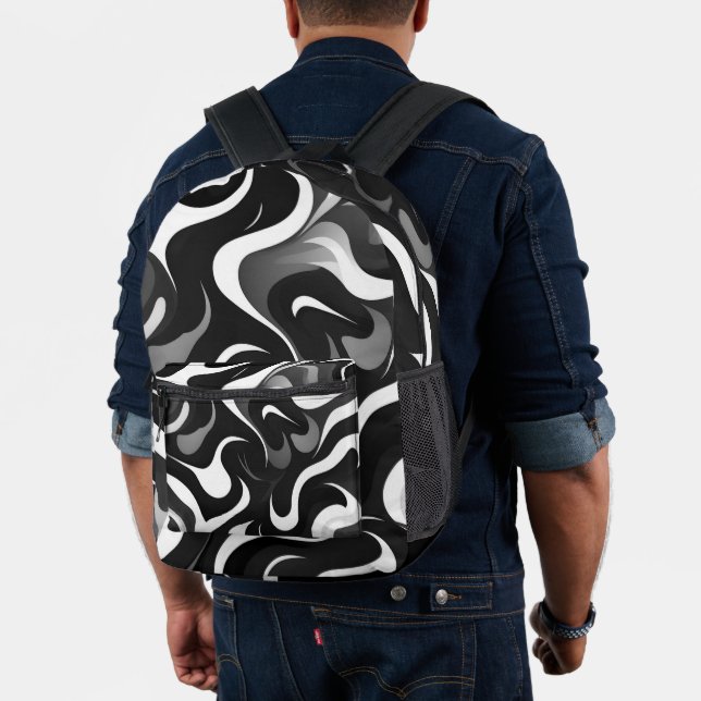 Bakcpack - Black and white Printed Backpack (Insitu (Model))