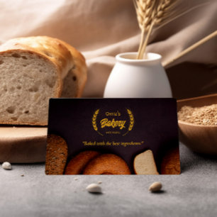 Bake Bakery Business   Elegant Golden Wheat  Business Card