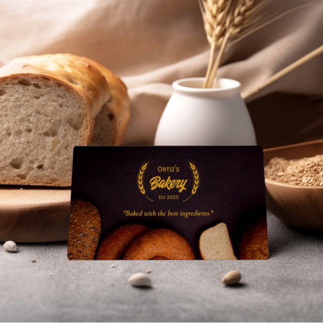 Bake Bakery Business | Elegant Golden Wheat  Business Card (Creator Uploaded)