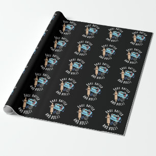 Bake Batter And Roll Funny Baking Pun Dark BG Wrapping Paper
