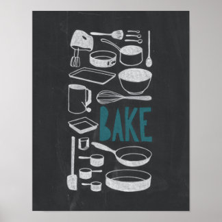 Bake - Chalkboard Kitchen Art Poster