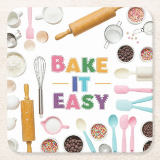 Bake It Easy  Square Paper Coaster