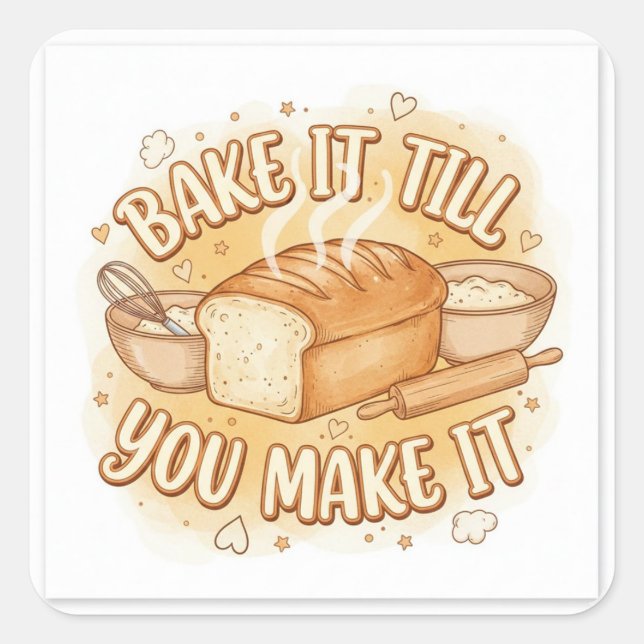 Bake it till you make it square sticker (Front)