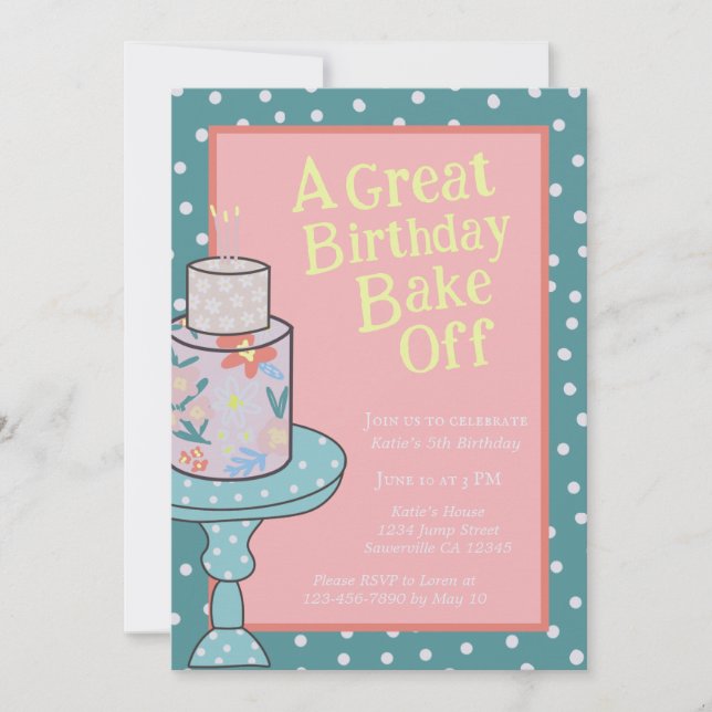 Bake Off Birthday Cake Decorating Invitation (Front)