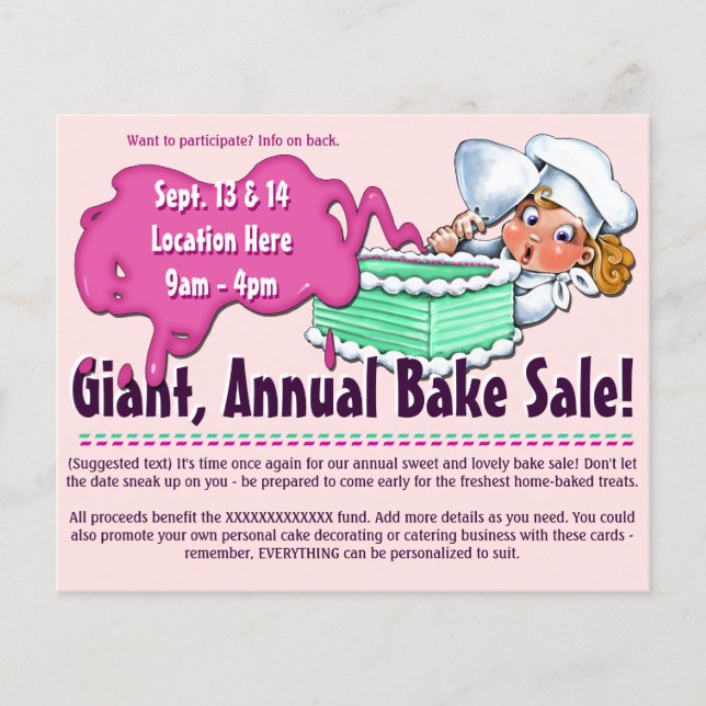 Bake Sale 2-sided Customisable Promotional Flyer (Front)
