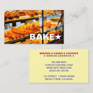 Bake Sale, Cake Stall, Baguette Bakery Bread Business Card