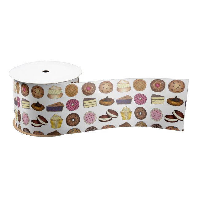 Bake Sale Cupcake Brownie Pie Cake Cookie Treats Satin Ribbon (Spool)