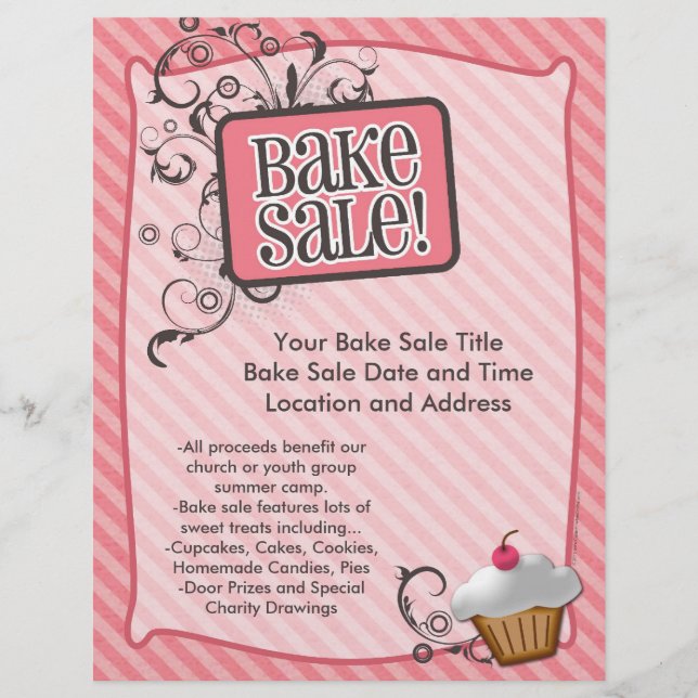 Bake Sale Flyers, Sweet Pink Swirls Flyer (Front)