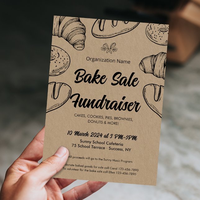 Bake Sale Fundraiser Event Church School Community Invitation (Bake Sale Fundraiser Event Church School Community Invitation)